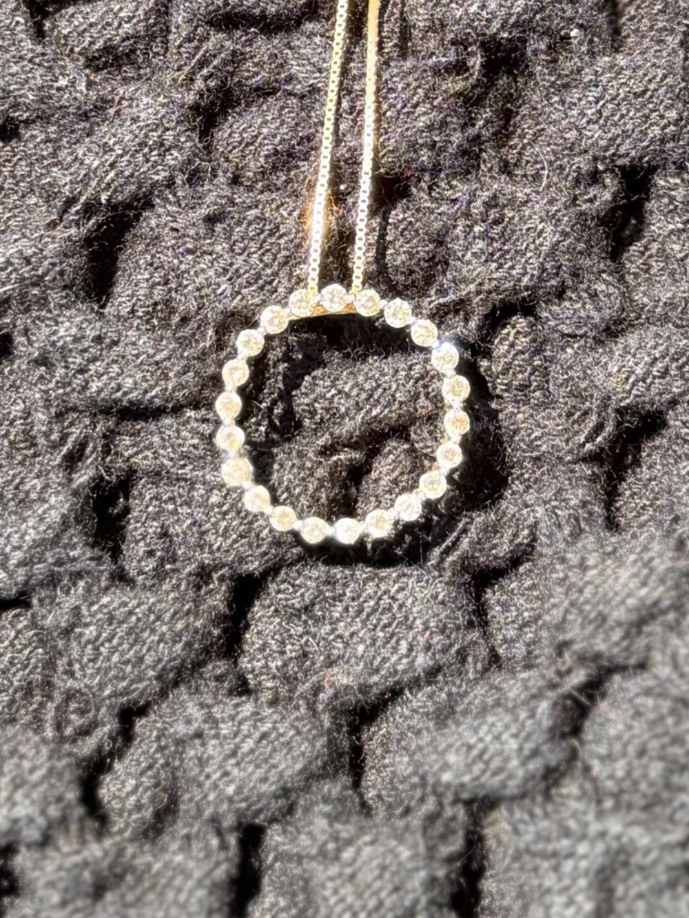 10K Yellow Gold Diamond Gold Circle Pendant - Women Jewelry